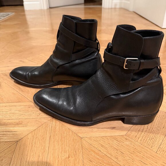 Saint Laurent Wyatt Jodphur Black Leather Strappy Wester Boots SZ 42 main image 4